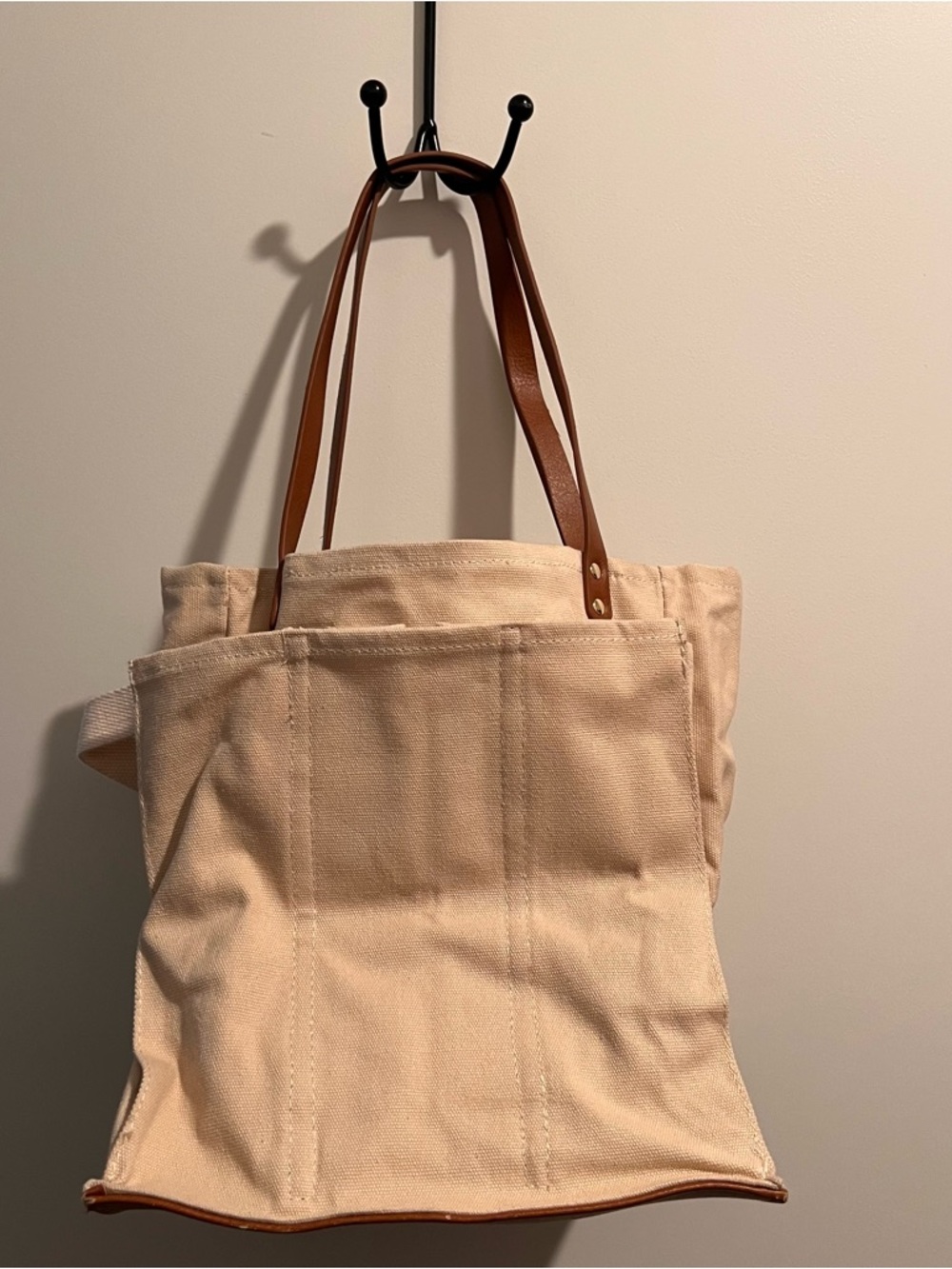 Canvas Multi-Compartment Tote Bag Leather Straps Utility Organizer Etsy Style